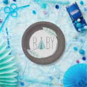 ターコイズティピベビーシャワー – ウッドインスパイア ペーパープレート (パーティー)