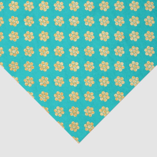 ターコイズティファニーと金ゴールドデイジーフラワースパークル 薄葉紙 (詳細)
