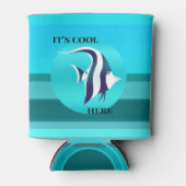 ターコイズティール（緑がかった色）かわいい魚クーラーボックス 缶クーラー (正面)