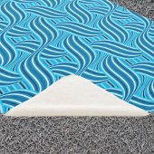 ターコイズティール（緑がかった色）と青い渦巻きリボン シェルパブランケット