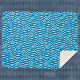 ターコイズティール（緑がかった色）と青い渦巻きリボン シェルパブランケット