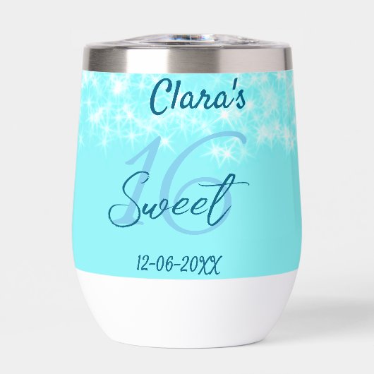 ターコイズティール（緑がかった色）アゲイト甘い16誕生日を追加da (正面)