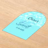 ターコイズティール（緑がかった色）アゲイト甘い16誕生日を追加da アクリル招待状 (レイダウン)