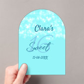 ターコイズティール（緑がかった色）アゲイト甘い16誕生日を追加da アクリル招待状 (インサイチュ (ポータブル))