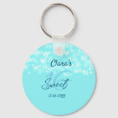 ターコイズティール（緑がかった色）アゲイト甘い16誕生日を追加da キーホルダー (裏面)