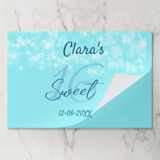 ターコイズティール（緑がかった色）アゲイト甘い16誕生日を追加da ペーパーパッド (折り畳み)