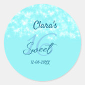 ターコイズティール（緑がかった色）アゲイト甘い16誕生日を追加da ラウンドシール (正面)