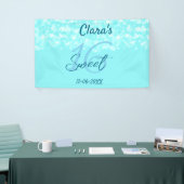 ターコイズティール（緑がかった色）アゲイト甘い16誕生日を追加da 横断幕 (トレードショー)