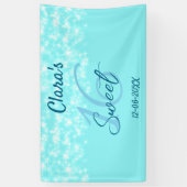 ターコイズティール（緑がかった色）アゲイト甘い16誕生日を追加da 横断幕 (縦)