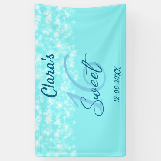 ターコイズティール（緑がかった色）アゲイト甘い16誕生日を追加da 横断幕 (縦)