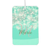 ターコイズティール（緑がかった色）アゲートアクアモノグラム追加文字 カーエアーフレッシュナー (正面)