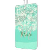 ターコイズティール（緑がかった色）アゲートアクアモノグラム追加文字 カーエアーフレッシュナー (左)