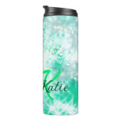 ターコイズティール（緑がかった色）アゲートアクアモノグラム追加文字 タンブラー (回転右)