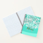 ターコイズティール（緑がかった色）アゲートアクアモノグラム追加文字 ノートブック (内部)