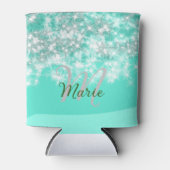 ターコイズティール（緑がかった色）アゲートアクアモノグラム追加文字 缶クーラー (正面)