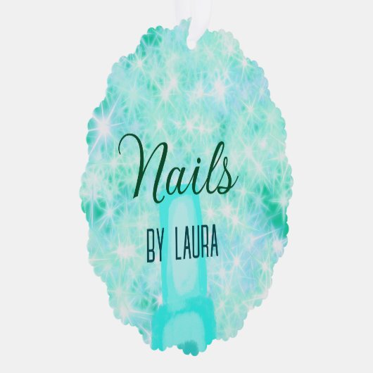 ターコイズティール（緑がかった色）アゲートアクア爪、 ネイル追加サイトq オーナメントカード (右)