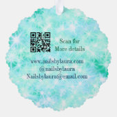 ターコイズティール（緑がかった色）アゲートアクア爪、 ネイル追加サイトq オーナメントカード (裏面)