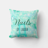 ターコイズティール(緑がかった色)アゲートアクア爪、 ネイル追加サイトq クッション (正面)