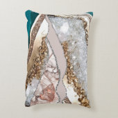 ターコイズティール（緑がかった色）アゲート金ゴールドグリッター アクセントクッション (裏面(縦))