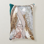 ターコイズティール（緑がかった色）アゲート金ゴールドグリッター アクセントクッション (正面(垂直))