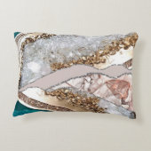 ターコイズティール（緑がかった色）アゲート金ゴールドグリッター アクセントクッション (裏面)