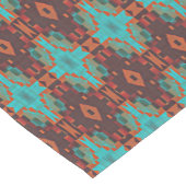 ターコイズティール（緑がかった色）オレンジレッドエクレクティックエスニックルック ショートテーブルランナー (コーナー)