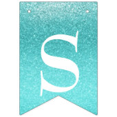 ターコイズティール（緑がかった色）グラデーショングリッタースウィート16 SIXEN バンティングフラッグ (第2の旗)