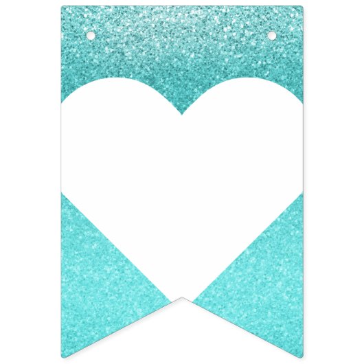 ターコイズティール（緑がかった色）グラデーショングリッタースウィート16 SIXEN バンティングフラッグ (第1の旗)