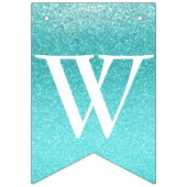 ターコイズティール（緑がかった色）グラデーショングリッタースウィート16 SIXEN バンティングフラッグ (第3の旗)