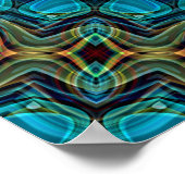 ターコイズティール(緑がかった色)グリーンマンダララウンドスターパターン ポスター (角)