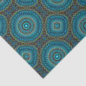 ターコイズティール(緑がかった色)グリーンマンダララウンドスターパターン 薄葉紙 (詳細)