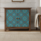 ターコイズティール（緑がかった色）グリーンマンダララウンドスターパターン 薄葉紙