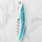 ターコイズティール(緑がかった色)ゲルスクリプトコルスクリュボトルオープナー ソムリエナイフ (正面)