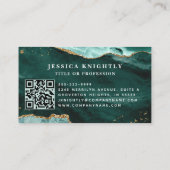 ターコイズティール(緑がかった色)ゲートGeodeモノグラム金ゴールドスクリプト 名刺 (裏面)