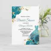 ターコイズティール（緑がかった色）スパークルドレスブライダルシャワー 招待状 (スタンド正面)