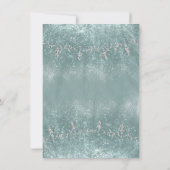 ターコイズティール(緑がかった色)ドレスキンセアニェラパーティの招待状 招待状 (裏面)