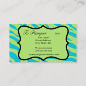 ターコイズティール（緑がかった色）、ピンク&グリーンゼブラ&チータスキン 名刺 (裏面)