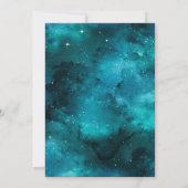 ターコイズティール（緑がかった色）フローラバタフライ金ゴールドキンセアニェラ 招待状 (裏面)