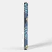 ターコイズティール（緑がかった色）ブルーアンイエローマンダラアートパターン Case-Mate iPhoneケース (裏面 / 右)