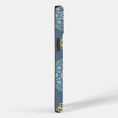 ターコイズティール（緑がかった色）ブルーアンイエローマンダラアートパターン Case-Mate iPhoneケース (裏面 / 右)