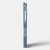 ターコイズティール（緑がかった色）ブルーアンイエローマンダラアートパターン Case-Mate iPhoneケース (裏面 / 左)