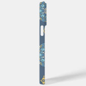 ターコイズティール(緑がかった色)ブルーアンイエローマンダラアートパターン Case-Mate iPhoneケース (裏面 / 右)