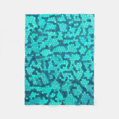 ターコイズティール（緑がかった色）ブルーパターン フリースブランケット (正面)