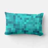 ターコイズティール(緑がかった色)ブルーパターン ランバークッション (裏面)