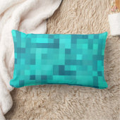 ターコイズティール(緑がかった色)ブルーパターン ランバークッション (ブランケット)