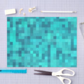 ターコイズティール（緑がかった色）ブルーパターン 薄葉紙 (クラフト)