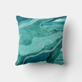 ターコイズティール(緑がかった色)マーブルアゲートグラム#1 クッション (裏面)