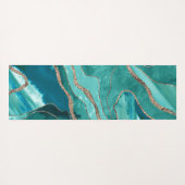 ターコイズティール（緑がかった色）マーブルアゲート金ゴールドグリッターグラム#1 ヨガマット (裏面(横))