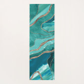 ターコイズティール（緑がかった色）マーブルアゲート金ゴールドグリッターグラム#1 ヨガマット (裏面)