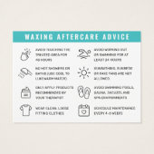 ターコイズティール（緑がかった色）ワックスアフターケアカードの脱毛 (裏面)